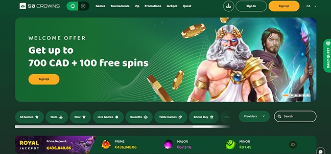 50 Crowns Casino - Deposit Match Bonus