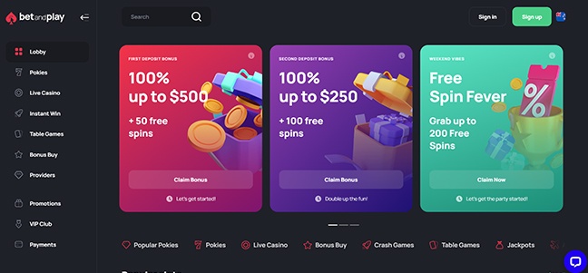 Betandplay Casino - Deposit Match Bonus with Free Spins