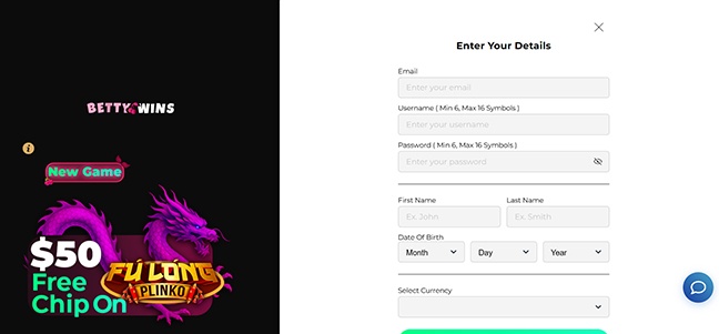 BettyWins Casino – No Deposit Bonus
