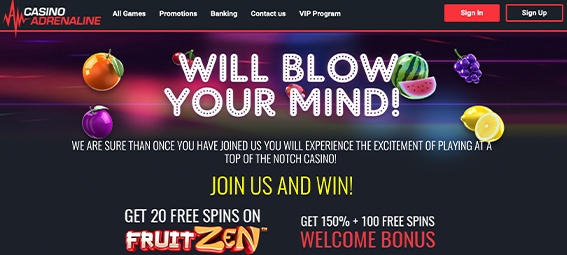 Casino Adrenaline – No Deposit Bonus Offer