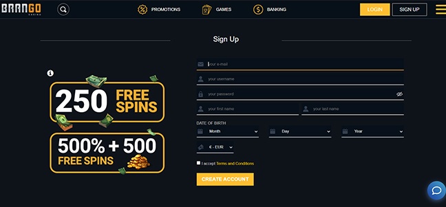 Casino Brango – No Deposit Bonus