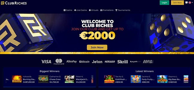 Club Riches Casino - Welcome Bonus Package