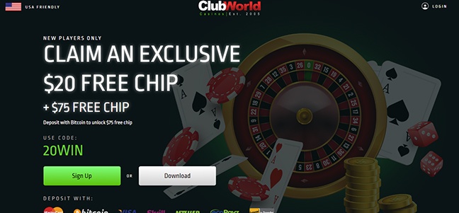 Club World Casino - No Deposit Bonus Cash