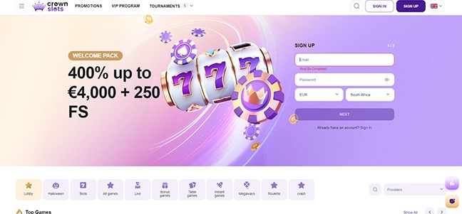 CrownSlots Casino – Match Deposit Bonus