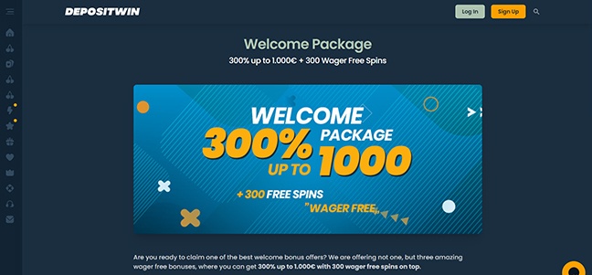 DepositWin Casino - Deposit Match Bonus with Free Spins