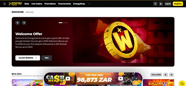 Energy Casino - Deposit Match with Free Spins