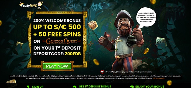 Fruity King Casino - Deposit Match Bonus + Free Spins