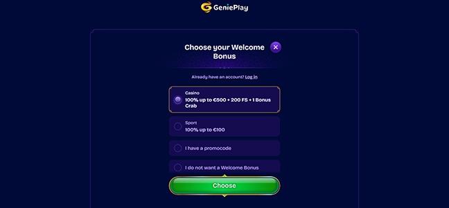 GeniePlay Casino – Match Deposit Bonus