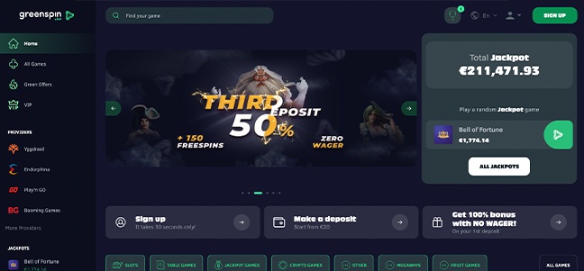 GreenSpin Casino - Get 25 Free Spins