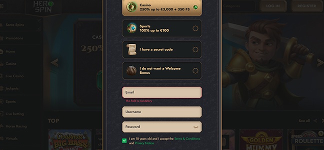 HeroSpin Casino – No Deposit Bonus