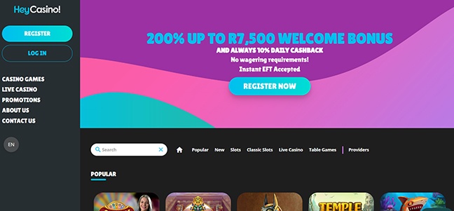 HeyCasino - Deposit Match Bonus