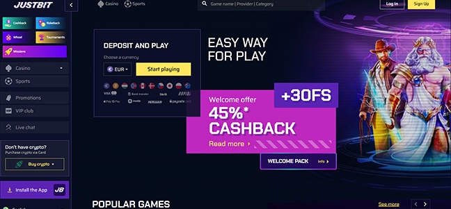 JustBit Casino - Deposit Free Spins