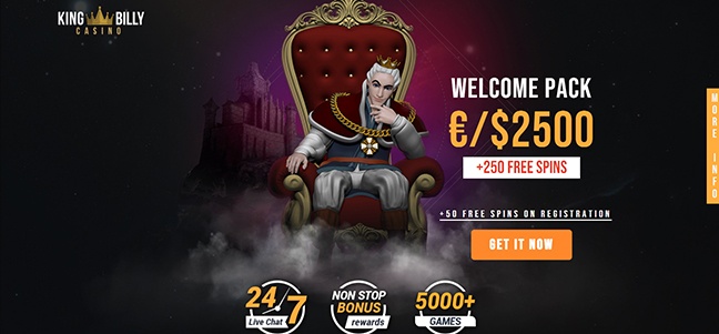 King Billy Casino - Deposit Match Bonus with Free Spins