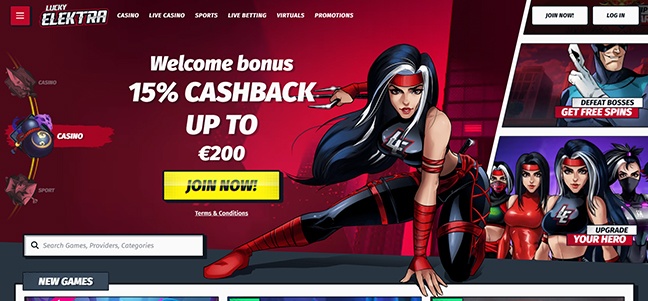Lucky Elektra Casino - Match Deposit Cash and Free Spins