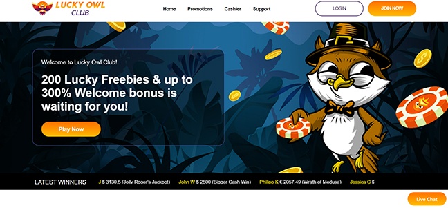 Lucky Owl Casino - No Deposit Bonus Spins