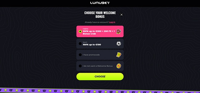 LunuBet Casino - Deposit Match Bonus