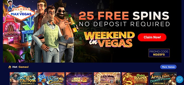 Max Vegas Casino - No Deposit Bonus Spins