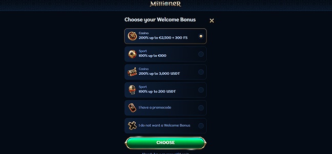 Millioner Casino – Match Deposit Bonus