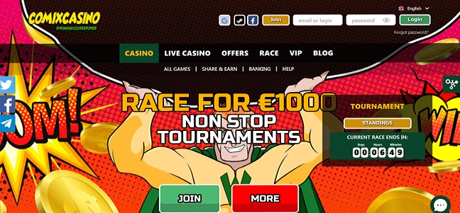 Comix Casino – No Deposit Bonus Offer