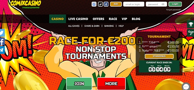 Comix Casino – No Deposit Bonus Offer