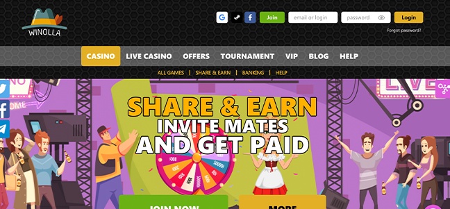 Winolla Casino – No Deposit Bonus Offer