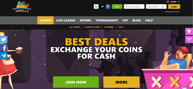 Winolla Casino – No Deposit Bonus Offer