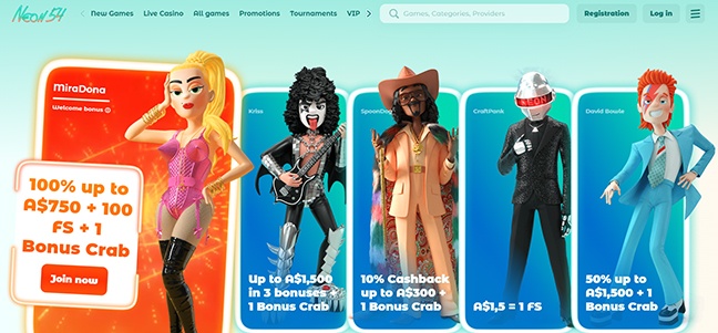 Neon54 Casino - Deposit Match Bonus with Free Spins