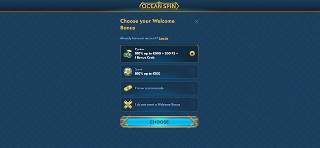 OceanSpin Casino – Match Deposit Bonus