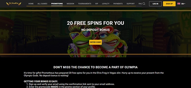 Olympia Casino - Deposit Match Bonus