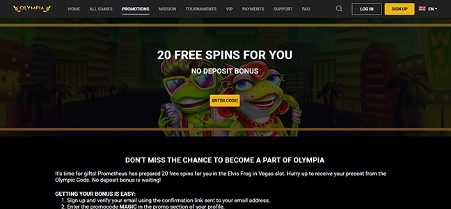 Olympia Casino – Deposit Match Bonus with Free Spins