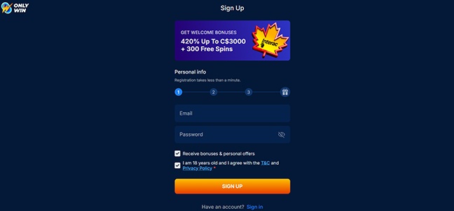 Onlywin Casino – No Deposit Bonus