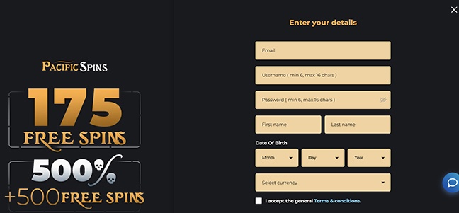 Pacific Spins Casino - No Deposit Bonus