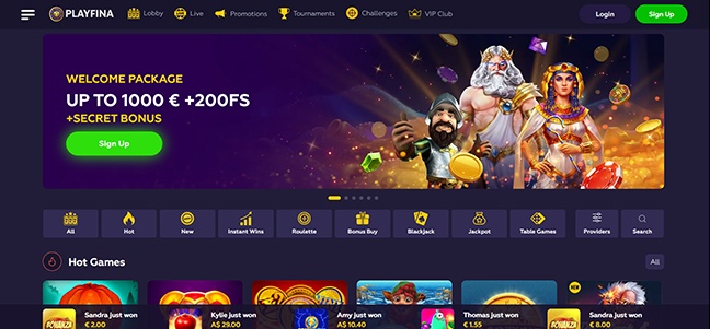 Playfina Casino - Deposit Match Bonus with Free Spins