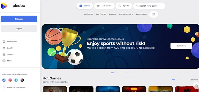 Pledoo Casino – No Deposit Bonus