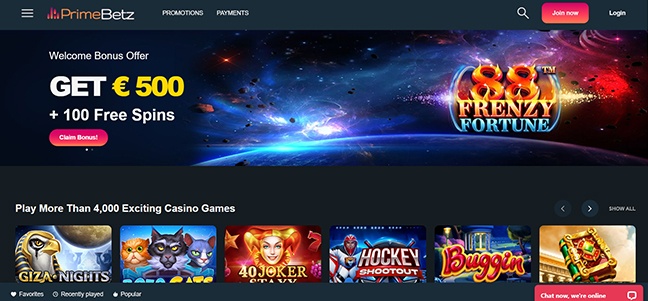 Primebetz Casino - Welcome Package With Free Spins