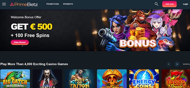 Primebetz Casino - Deposit Match Bonus + Free Spins