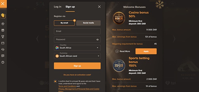 Sol Casino - No Deposit Bonus