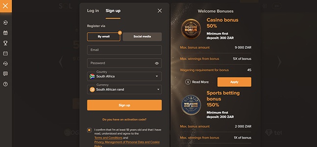 Sol Casino - No Deposit Bonus