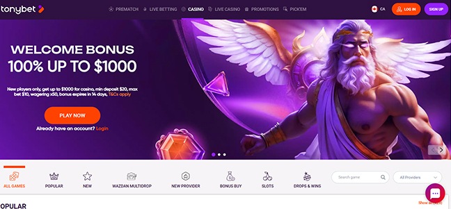 TonyBet Casino – No Deposit Bonus