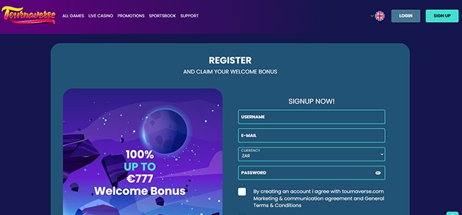 Tournaverse Casino - Deposit Match Bonus
