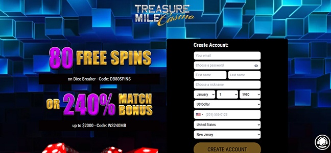 Treasure Mile Casino – No Deposit Bonus