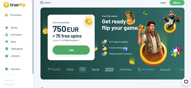 True Flip Casino – Deposit Cashback Bonus