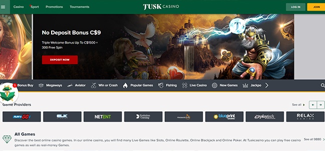 Tusk Casino - Deposit Match Bonus with Free Spins