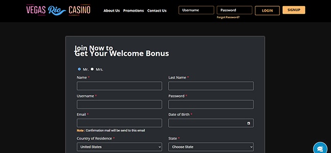 Vegas Rio Casino - Deposit Match Bonus with Free Spins