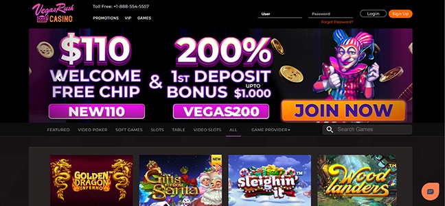 Vegas Rush Casino - No Deposit Cash Bonus
