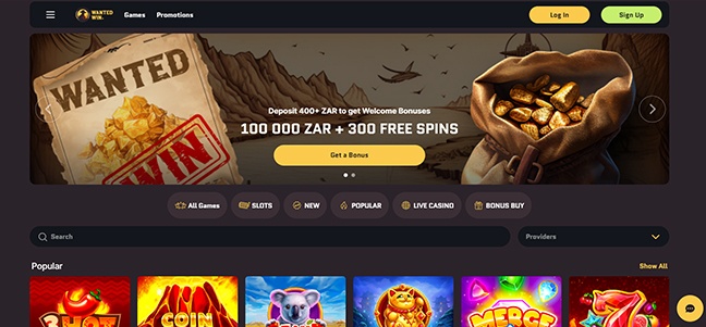 Wanted Win Casino - Deposit Match Bonus